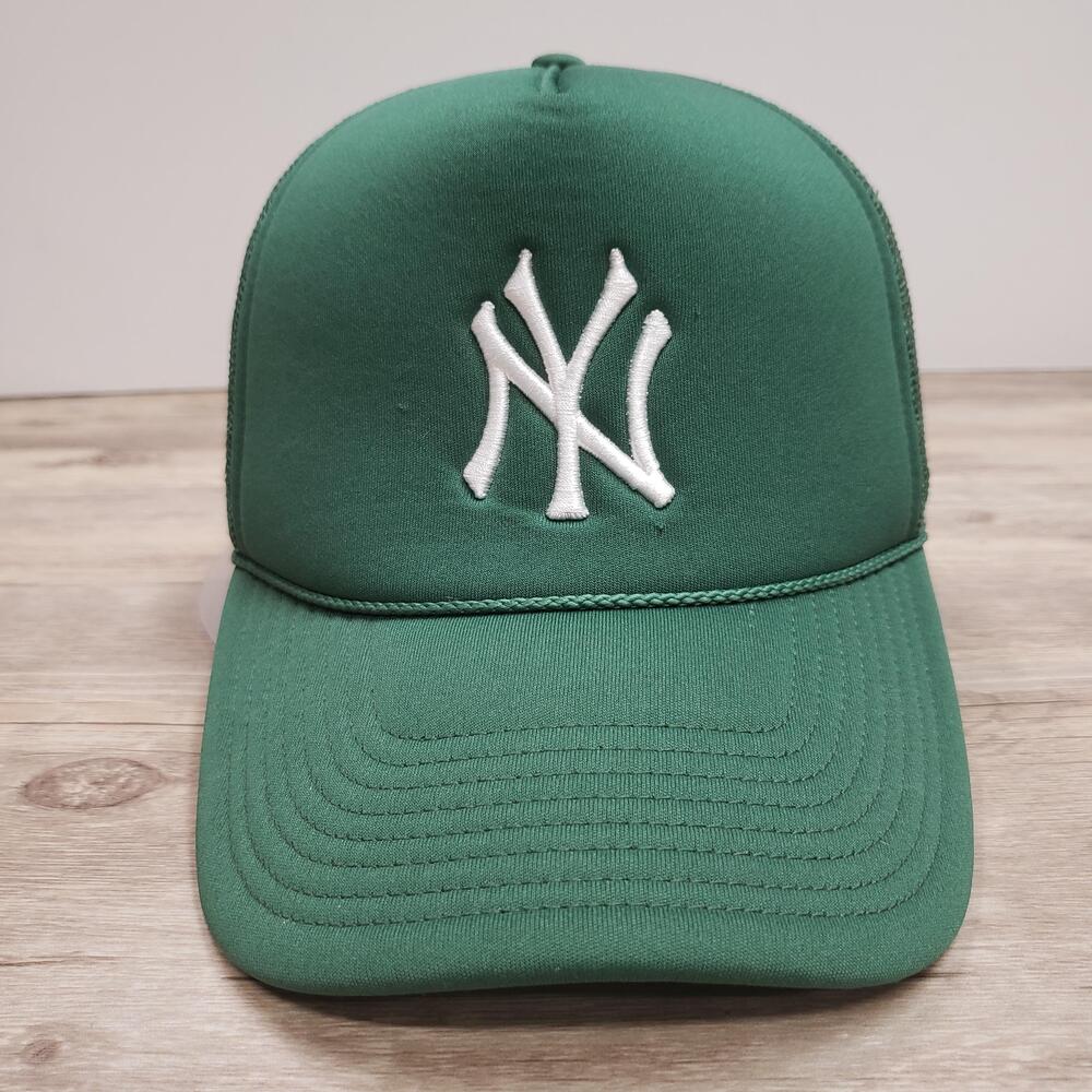 New York Yankees Hat Cap Snap Back One Size Green MLB Baseball Trucker 47 Brand